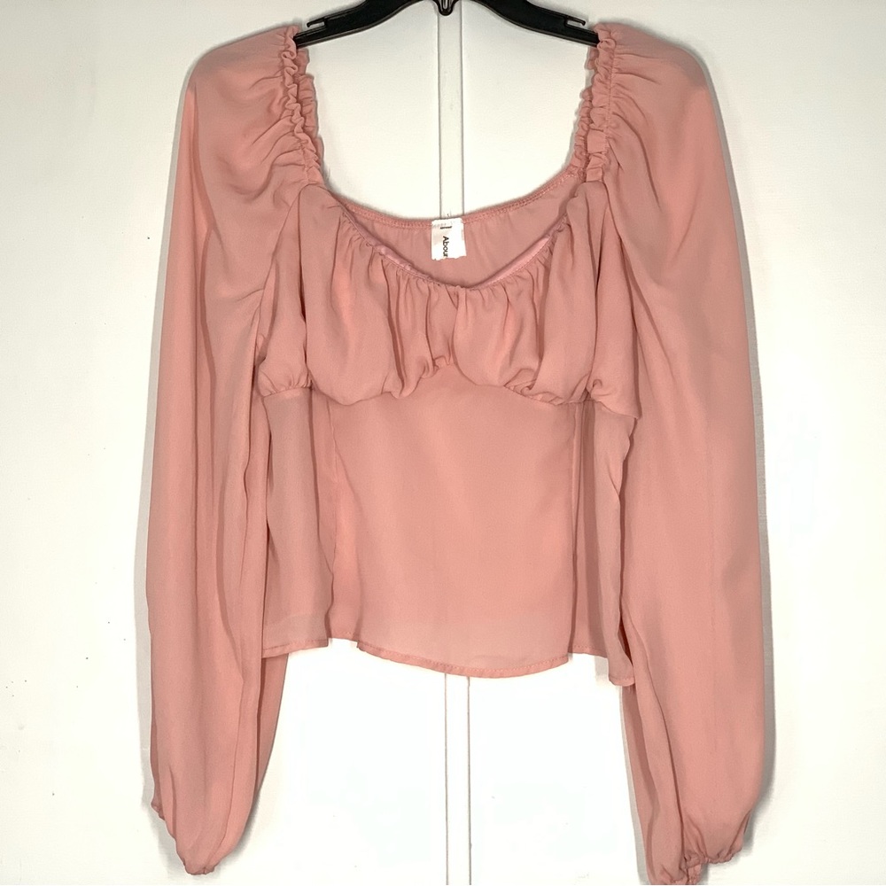 Abound Chiffon Balloon Sleeve Blouse in Peach Puff